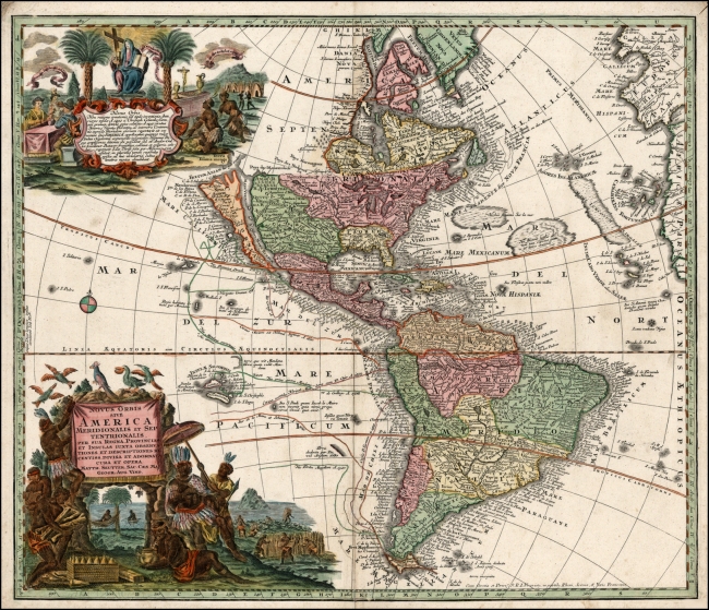 1730 Seutter, Matthaus - Novus Orbis Sive America Meridionalis et Septentrionalis