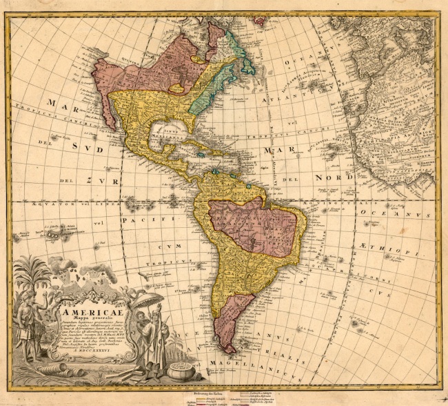 1746 Heirs, Homann & Haas, Johann Matthaus - Americae Mappa generalis Secundum legimitas projectionis Stereiographiae regulas