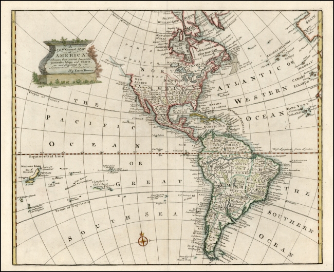 1747 Bowen, Emanuel - A New General Map of America. Drawn from several Accurate particular Maps & Charts