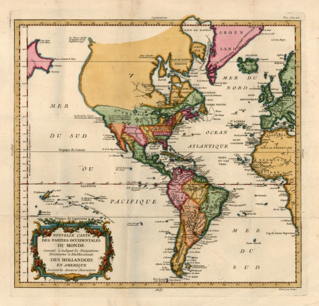 1787 Genty, Louis  - Nouvelle Carte des Parties Occidentales du Monde Servant a Indiquer les Navigations Decouvertes et Etablissements des Hollandois en Amerique