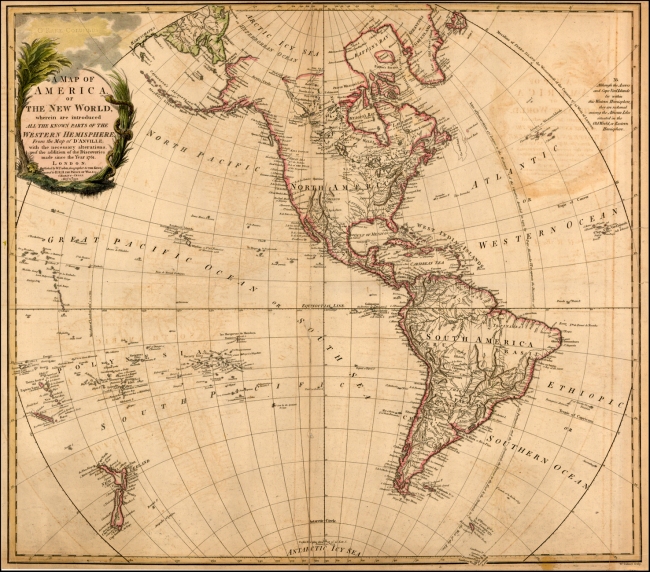 1797 Faden, William - A Map of America or The New World wherein are introduced All The Known Parts of the Western Hemisphere