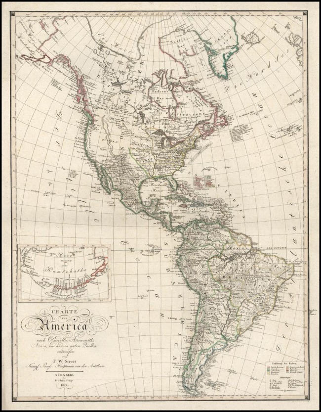 1817 Streit, F.W. & Campe, Freidrich - Charte von America nach Olmedilla, Arrowsmith, Azara und andern guten Quellen
