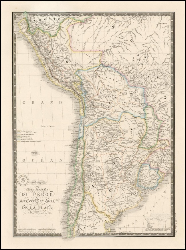 1857 Brue, Adolph Hippolite - Carte Generale Du Perou du Haut-Perou, Du Chili et De La Plata