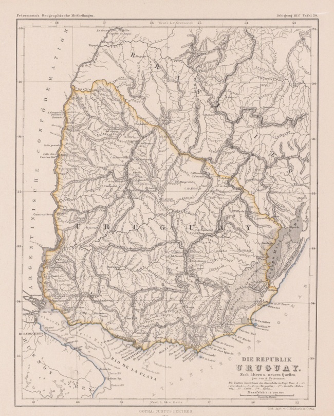 1857 Petermann, A. - Die Republik Uruguay. Nach aeltern u. neuern Quellen